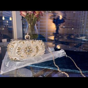 Rhinestone Pastel Pink & Gold Clutch